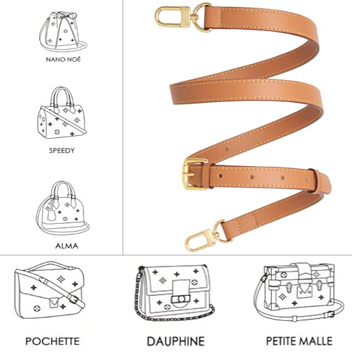 Image of Vachetta Leather purse strap Genuine Leather Adjustable Replacement Strap for Shoulder Bag Handbag Purse