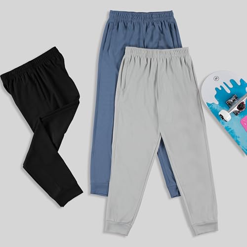 Image of PURE CHAMP 3 Pack Boys Sweatpants Mesh Lightweight Kids Clothes with Zipper Pockets Active Quick-Dry Boys Pants Sizes 4-20