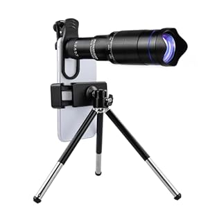 Andoer 40X Mobile Phone Telephoto Lens Kit with Lens Clip Phone Holder Extendable Mini Tripod Remote Shutter for Hiking Camping Wildlife Observation Moon Watching Compatible with Phone 15/14/13/12/11