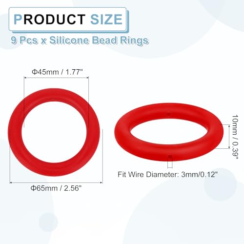 Anneaux de perles silicone 65mm rouge pendentif anti-perte pour clés - 3