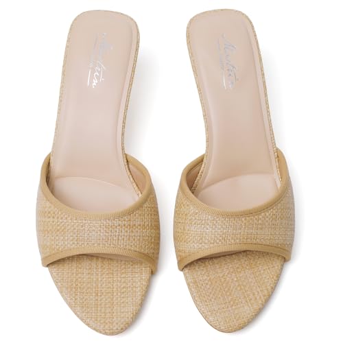 Image of Mostrin Kitten Heels for Women Pointed Toe Vintage Mules Heels Sexy Slip on Stiletto Backless Sandals for Party Wedding Daily
