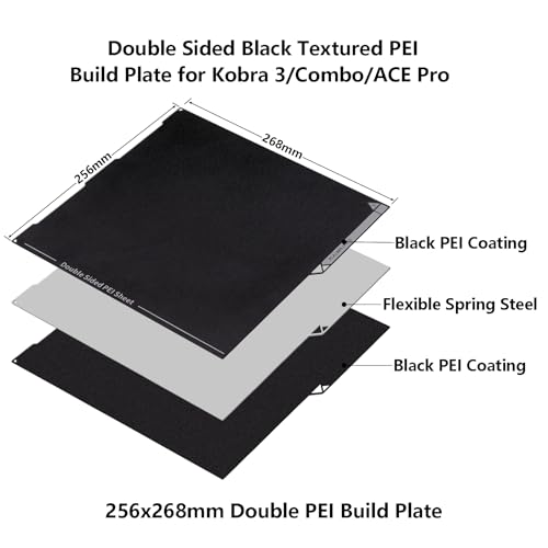 LANKEGU Doppelseitige schwarze PEI-Bauplatte für Anycubic Kobra 3, 3D-Drucker, beidseitig strukturierte PEI-Druckbettplattform für Kobra 3, Kobra 3 Combo