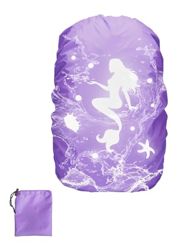 KGDUYC Housse Sac à Dos Imperméable,Protection Sac à Dos Pluie Réfléchissante avec élastique et Sac de Rangement,Protege Sac a Pluie pour Enfant garçon Vélo Nocturne Camping Voyage,30-40L,Violet