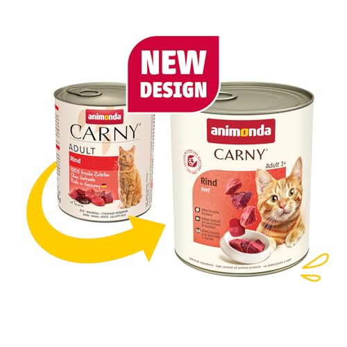 animonda Carny Adult Herzhafte Variation (6 x 800 g), Katzennassfutter für ausgewachsene Katzen, Nassfutter mit 100 % frischen, fleischlichen Zutaten, Katzenfutter ohne Getreide und Zucker