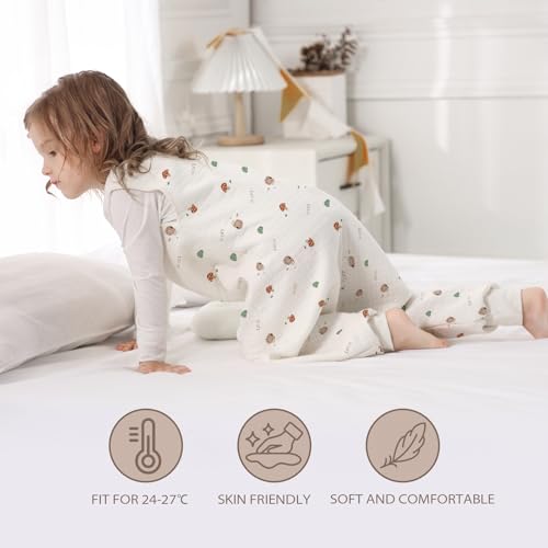 Image of Miracle Baby Sleep Sack with Feet, 1.0 TOG Sleeveless Sleeping Sack with Legs, Breathable Cotton Sleeping Bag for Toddlers