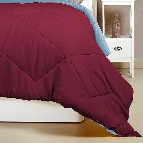 Image of HOMEKART 220 GSM Microfiber Reversible Comforter for Single Bed,Ultra Soft, Skin-Friendly & Hypoallergenic Solid Blanket|Lightweight Cozy & Machine Washable (Maroon & Grey)