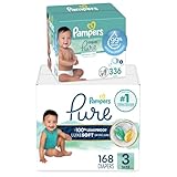 Pampers Pure Protection Disposable Baby Diapers Size 3, 168 Count with Aqua Pure Baby Wipes, 6X Pop-Top Packs (336 Count)