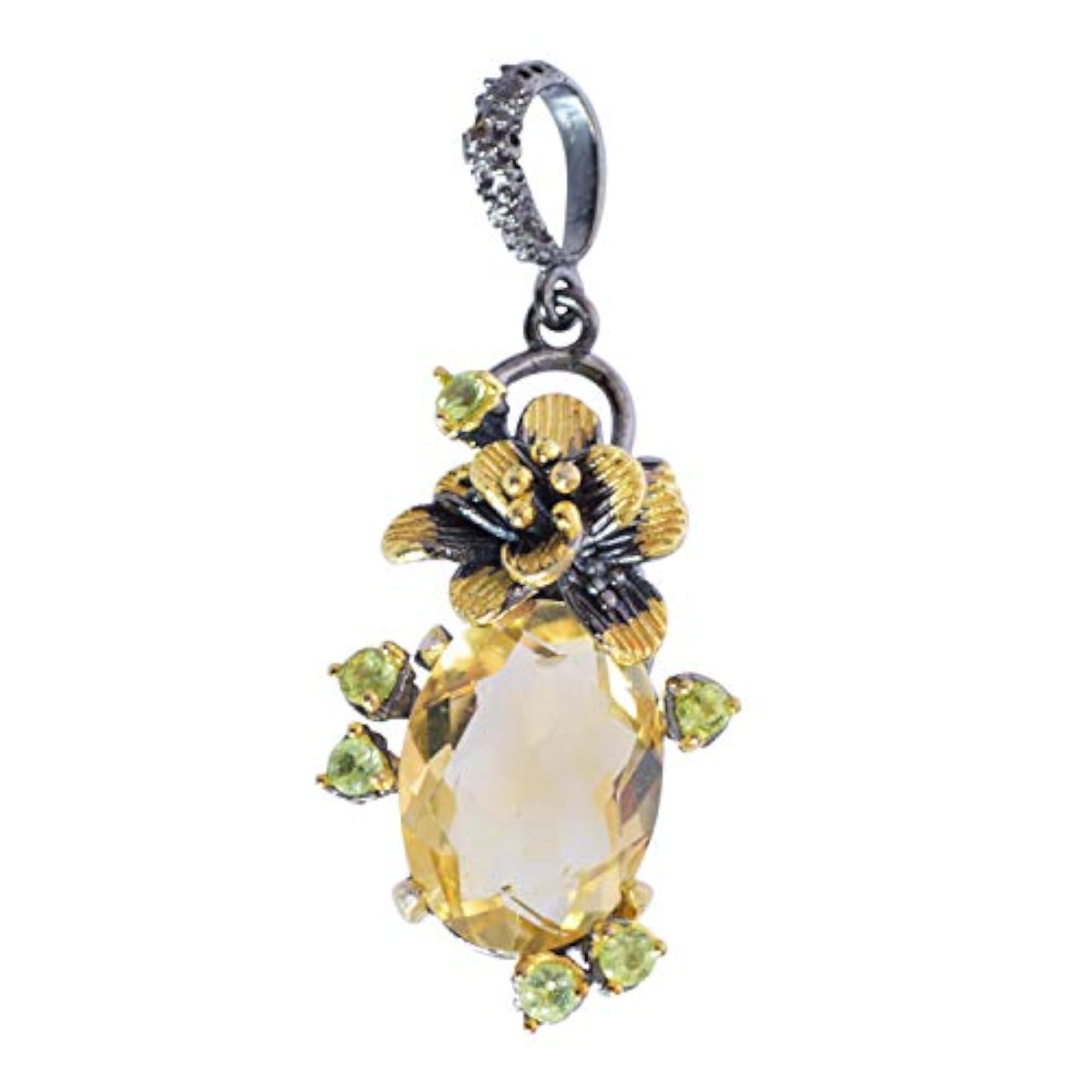 Citrine November Birthstone Pendant, Elegant Silver