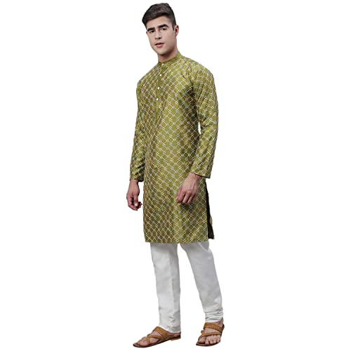 Image of SOJANYA (Since 1958 Men's Silk Blend Kurta Pyjama Set | Multi Embroidered Traditional Ethnic Wear for Navratri, Garba, Puja & Wedding