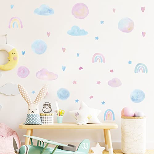 Rainbow Cloud With Polka Dots Wall Stickers, Rainbow Wall Decals For Girls Bedroom Nursery Kids Room Classroom Daycare And Party Decoration #TOP4