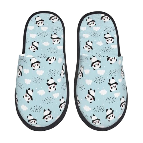Cute Panda Bear Print House Slippers For Women And Men,Soft Slippers With Memory Foam,Non-Slip Indoor Home Shoes