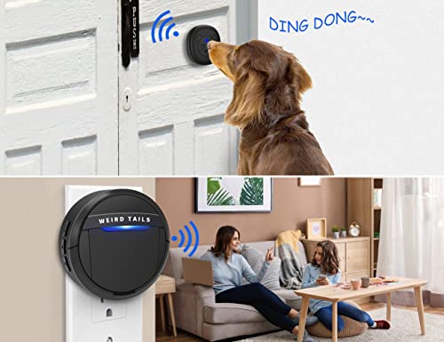 Wifi Doorbell Canine Bells for Potty Coaching Ip55 Waterproof Doorbell Chime Working at 950 Toes with 55 Melodies 5 Quantity Ranges Led Flash 1 Receiver 2 Transmitters  Cucciolini Doodles Wi fi doorbell canine bells for potty coaching ip55 waterproof doorbell chime working at 950 toes with 55 melodies 5 quantity ranges led flash 1 receiver 2 transmitters   cucciolini doodles
