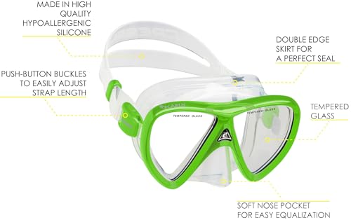 Set Completo de Snorkel para Adultos Cressi (Máscara, Tubo Seco, Aletas Ajustables) - Equipo Ligero para Viajes - Tonga Pro Dry Set: Diseñado en Italia miniatura 2