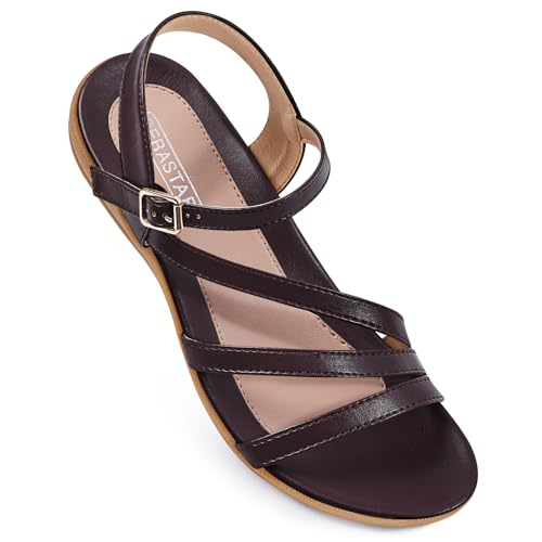 Image of Flat Sandals for Women Dressy - Comfortable Summer Strappy Sandal | Dress Comfy Walking Ankle Strap Open Toe Casual Womens Sandal - Arch Support Cushioned Wedding Shoes for All-Day Comfort