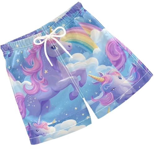 Pigsaly Boys Swim Trunks Star Happy Unicorns Boys Board Shorts Swimsuit Swimwear Summer Bathing Suit 2T