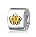Soulbeads Gold Plated Flower Clip Lock Charm Authentic 925 Sterling Silver Bead for Charms Bracelet