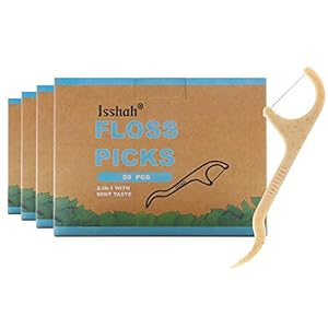 Natural Dental Floss Picks – 200 Count – PETA Approved, BPA Free, Vegan, Sustainable, Eco Friendly, Natural Dental Flossers by Isshah (Mint)