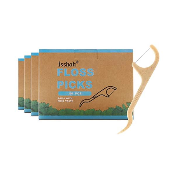 Natural Dental Floss Picks 200 Count BPA Free, Vegan, Sustainable, Eco Friendly, Natural