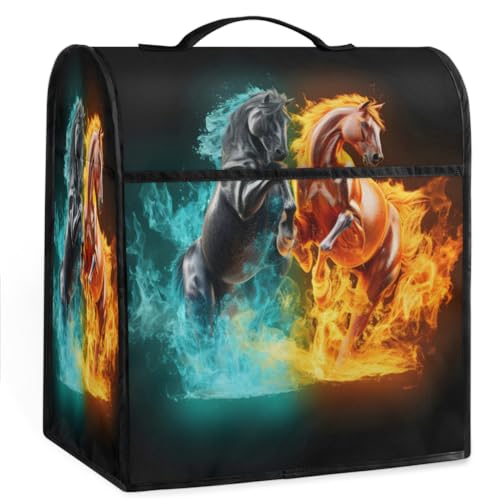 Coffee Maker Cover Flame Horse Animal Kitchen Appliance Covers Small Appliance Covers Blender Cover Juicer Cover Dust Covers for Kitchen Appliances with Top Handle and Pockets,Washable,B222