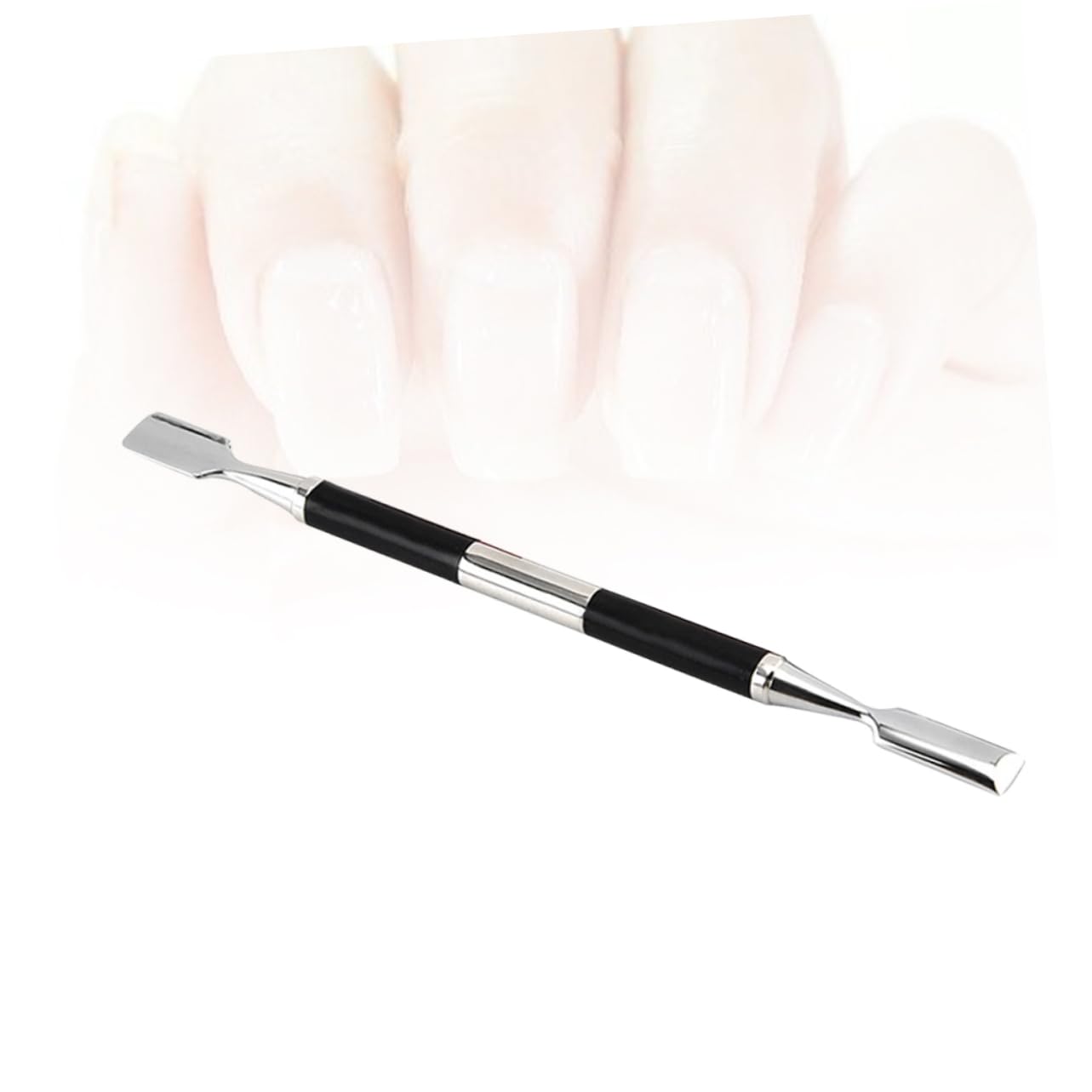 FOMIYES Stainless Steel Double Ended Non Slip Handle Dead Skin Cuticle Pusher Tool for Manicure and Pedicure Professional Nail Care Remover Black