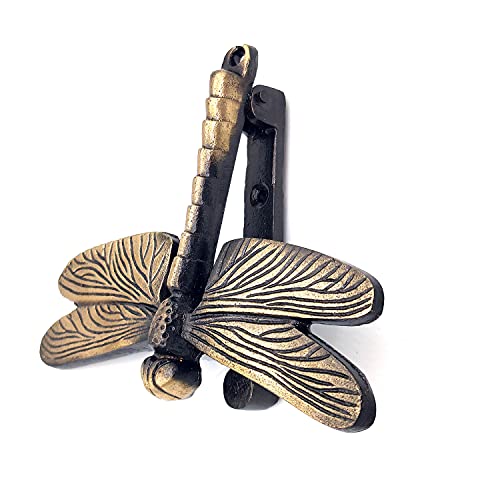 Solid Brass Antique Finish Dragon Fly Decorative Unique Front Door Knocker, Unique Door Knockers For Garden Wooden House Farmhouse, Home Décor Accessorie #TOP3