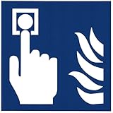 hausalarmzentrale Hausalarm blau Brandmelder Feuermelder Druckknopfmelder Schild 15x15 ISO7010 ASR
