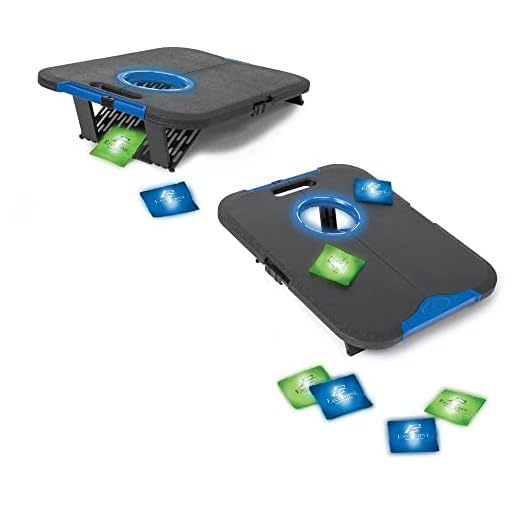 EastPoint Sports Light-Up Bean Bag Toss Outdoor Game - Cornhole-Style Team Fun for Parties Tailgates Cookouts and More Light Up Cornhole Set