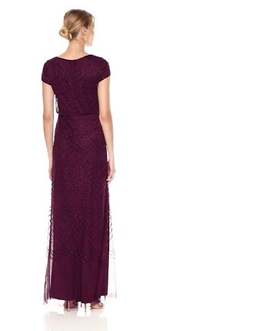 Amazon.com: Adrianna Papell Women's Short Sleeve Blouson Beaded Gown Cassis  2 : Clothing, Shoes & Jewelry
