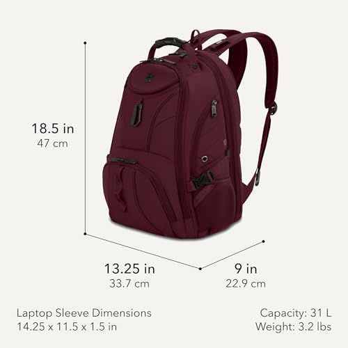 Image of SWISSGEAR 1900 ScanSmart Laptop Backpack, Fits Most 17-Inch Laptops, TSA-Friendly Lay-Flat Design, RFID Protection, and Tablet Pocket, Black, 31L, 18.5-Inch