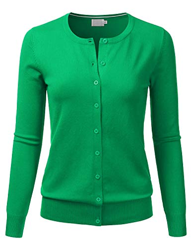LALABEE Women's Crewneck Long Sleeve Button Down Knit Cardigan Sweater (S-XXL)