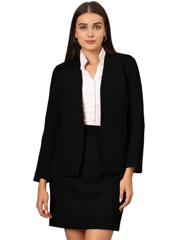 brinns collerless Neck Blazer with Skirt Suit Set-picture-30