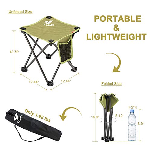 Yolafe Camping Stool, Lightweight Sturdy Portable Stool With Side Pocket,Sets Up In 1 Seconds , Folding Stool For Camping, Fishing, Hiking, Camping Stools For Adults With Carry Bag #TOP1
