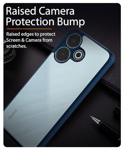 Image of WOW IMAGINE Shockproof Hybrid Back Cover for Mi Redmi 13 5G | Poco M6 Plus 5G | Hard Slim fit Back Case | PC & TPU | Clear Transparent Case - Blue