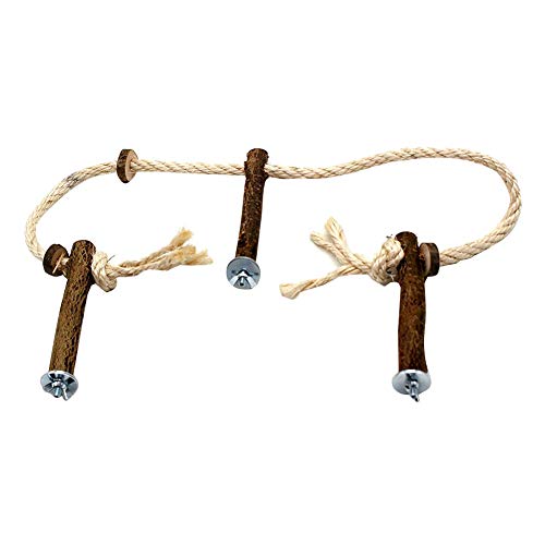 FJROnline Papageien-Sitzstangen aus Holz, mit Seilleiter, Kauspielzeug für Käfig, Wellensittiche, Kakadu Cover