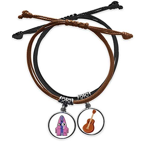 Pulsera de guitarra de universo alien morado con cuerda de cuero de DIYthinker para mano