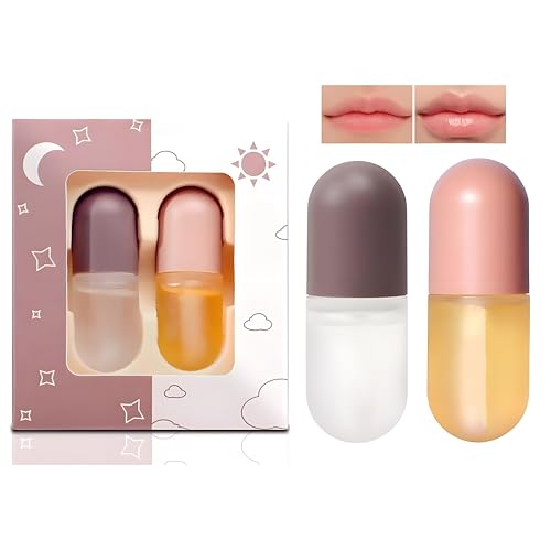 Base humectante con brillo de labios más voluminoso, suero realzador de labios y cuidado natural, cuidado de día y noche, para labios más suaves y duraderos