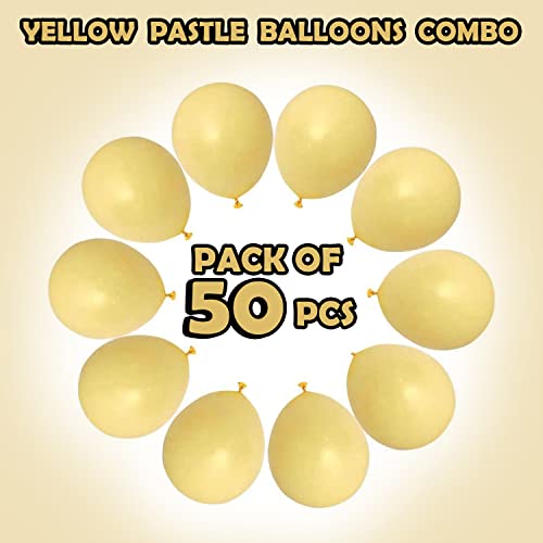 Image of Party Propz Yellow Pastel Balloons for Decoration - 50Pcs Yellow Patel Balloons | balloons for haldi decoration | haldi decoration- Pack of 50 Pastel Balloons