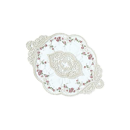 HEMOTON Manteles de Mesa de Encaje de Algodón de Ganchillo Redondos Tapetes de Comedor de Restaurante Tapetes para Boda Cumpleaños Decoración del Hogar 38 Cm X 26 Cm