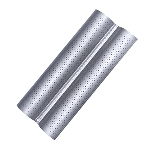 PRETYZOOM Carbon Steel Baking Mould 2 Slots French Bread Baking Pan Non Stick Wave Bread Mold Small Size Easy Wash Silver