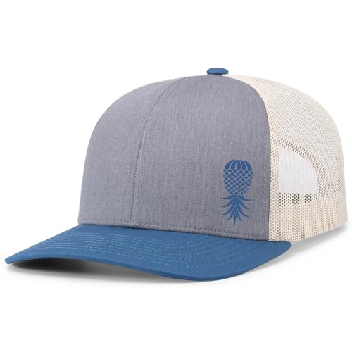 Image of Trenz Shirt Company Men's Upside Down Pineapple Embroidered Mesh Back Trucker Hat Baseball Cap