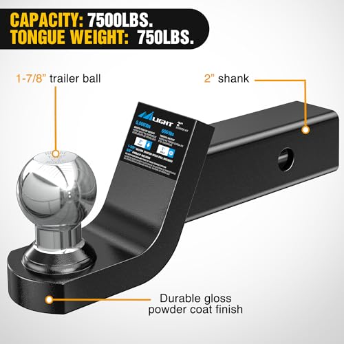 Image of Nilight Weled 1-7 /8 inch Hitch Ball Mount, 2 inch Drop Fits 2 inch Trailer Receiver 5,000 lbs Tow Hitch with Pin