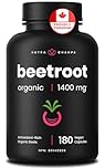 Organic Beetroot Capsules – 180 Count - Beet Root Supplement For Women & Men – Beetroot Juice Alternative – Nitric Oxide & Circulation Support – Antioxidant Beetroot Supplement - 1,400mg per Serving