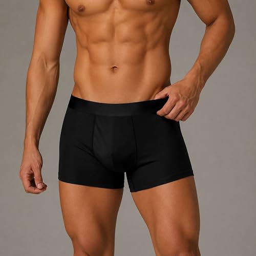 Image of Men's Extra Thin Elastic Underwear Long Comfortable Ice Silk Breathable Comfort Brief-Boxer-Trunks Imported Material Pack of 4