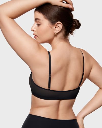 Image of INLYRIC Women's Cosnufy Sheer Bralette - Cami Mesh Unlined No Padding See Through Wirefree Bralettes Pullover