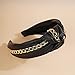 Wiwpar Knotted Headbands for Women Fashion Wide Headband Vintage Knotted Head Band Hair Hoop Hair Accessories with Metal Chain (Black)