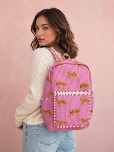 Image of Doraya Cotton Quilted Unisex Backpack Hand Block Floral Printed Design Stylish Eco-Friendly Bag for School, Travel, and Everyday Adventures