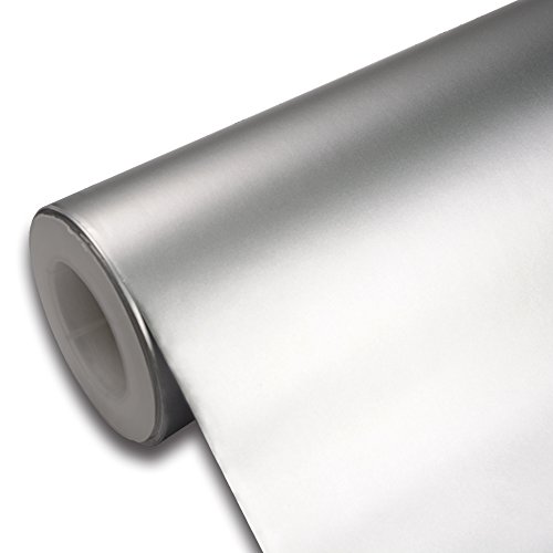 TECKWRAP Matte Chrome Vinyl Car Wrap Sticker with Air Release Channel for Car Wrapping 1x5ft (Silver)