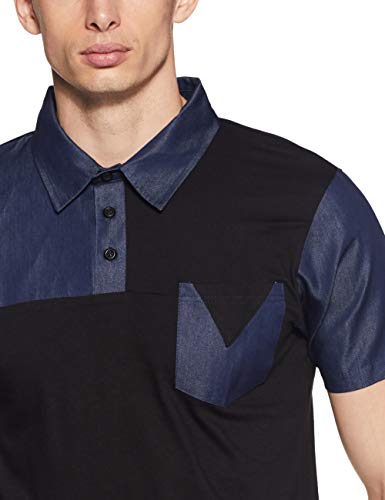 Image of CAHOOT Solid Men Polo Neck Grey, Black T Shirt