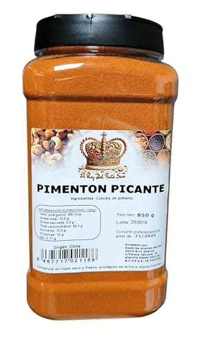 Pimentón Picante 850 gr - Sin Conservantes ni Colorantes - Marca El Rey del Fruto Seco - Sabor Intenso y Picante, 100% Natural - Ideal para Cocinar.