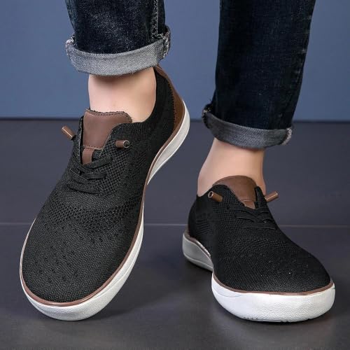 CFVKPT Men's Business Casual Shoes Wide Toe Box Barefoot Shoes Oxfords Walking Shoes Dress Sneakers for Men Mesh Comfortable Black by CFVKPT - Used condition - Image 2